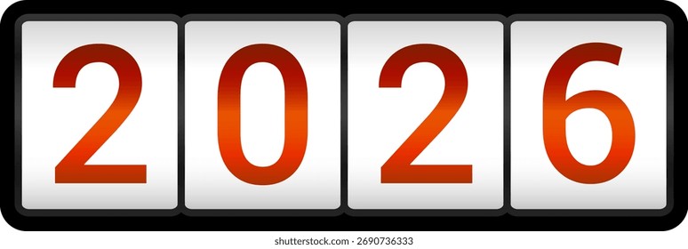 Feliz año nuevo 2026 cuenta atrás. Feliz año nuevo 2026 Ilustración vectorial con mostrador. Contador eléctrico con números. Exhibición del odómetro. Marque con watt. Panel de indicadores del dispositivo.