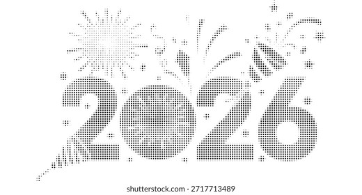 Frohes neues Jahr 2026 Countdown-Uhr auf abstraktem glitzernden Mitternachtshimmel mit Kopienraum, festliches Party-Einladungskartenkonzept für neue Jahre