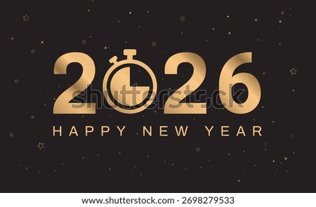 Happy New Year 2026. Countdown Timer. merry christmas. Golden 2026 numbers. Luxury style. Vector illustration.