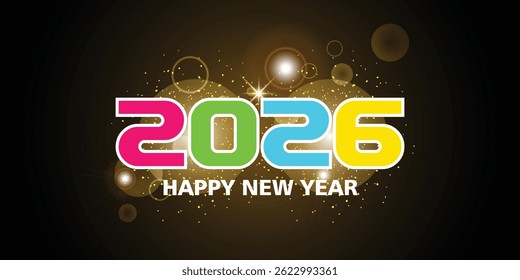 Happy new year 2026 creative greeting card design, Year 2026 design element.
