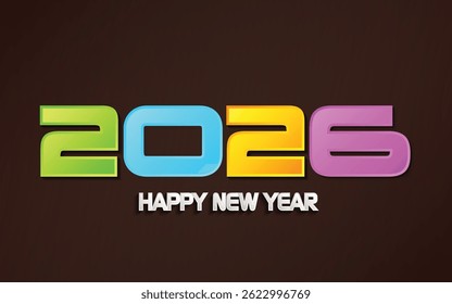 Feliz año nuevo 2026 diseño de tarjeta de felicitación creativa, elemento de diseño de año 2026.
