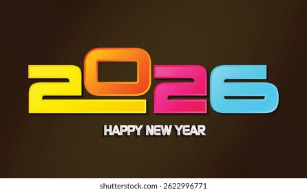 Happy new year 2026 creative greeting card design, Year 2026 design element.