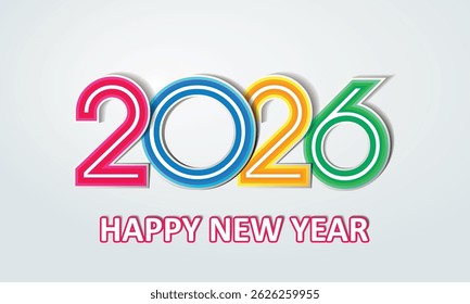 Happy new year 2026 creative greeting card design, Year 2026 design element, happy new year 2026 celebrate background.