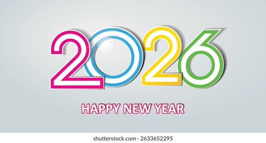 Happy new year 2026 creative greeting card design, Year 2026 design element, happy new year 2026 celebrate background.