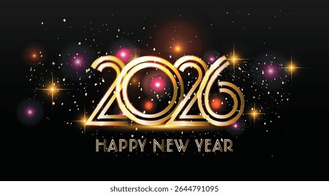 Happy new year 2026 creative greeting card design, Year 2026 design element, happy new year 2026 celebrate background.
