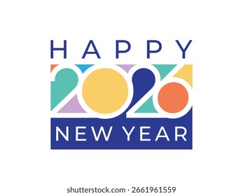 Happy New Year 2026 kreative bunte Zahl Logo Text Design-Vorlage. Vektorgrafik