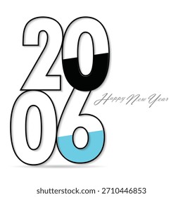 Feliz Ano Novo 2026 Design Criativo, Ilustração Vetorial para cartões de saudação, calendários, papéis de parede e fundos. Celebração do ano novo