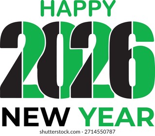 Feliz año Nuevo 2026 tipografía creativa sobre fondo blanco