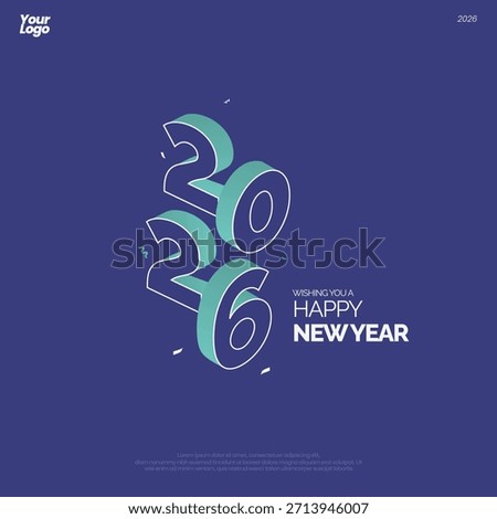 Happy new year 2026 creative typography design, perfect for new year celebration designs, posters, and greetings cards.