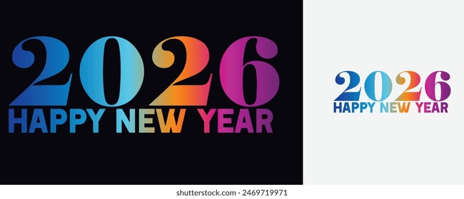 Happy new year 2026 design. Minimal inscription 2026 logo text design. New Year celebration concept. Vector illustration holiday greeting card design