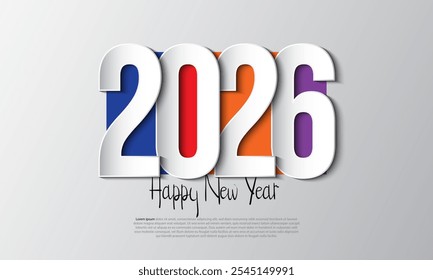 Happy new year 2026 design with colorful truncated number illustrations. Premium vector design 2026