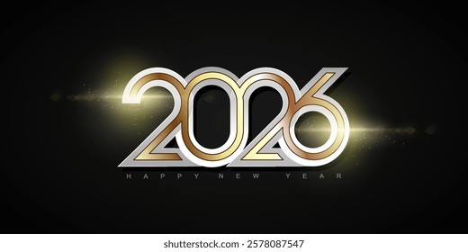 Happy new year 2026 design concept, Happy NewYear Greeting Card Number. Happy new year 2026 cover design, for banners, posters, backgrounds and greetings