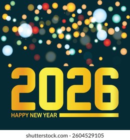 Happy new year 2026 design with colorful truncated number illustrations. Premium vector design 2026