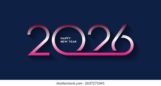 Happy New Year 2026 Design. With Rose Gold Numbers and Black Background for Banner, Poster or Calendar.