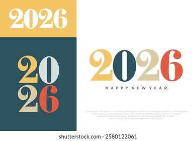 Happy new year 2026 design,2026 logo text design. new year celebration concept . Vector illustration