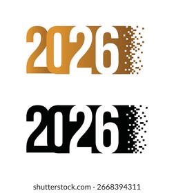 Happy New Year 2026 Dissolving Digital Pixel Transition