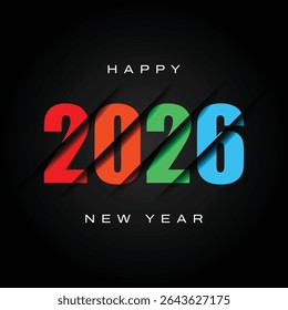 Happy New Year 2026 - Festive Typography Design in a Dark Background