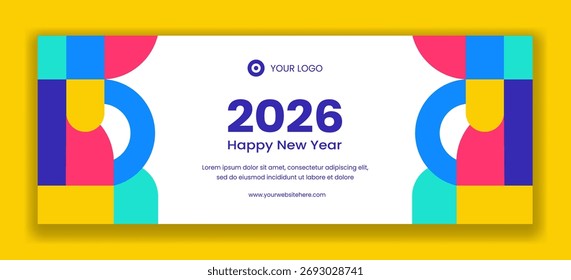 Happy New Year 2026 Flat Cartoon Hand Drawn Cover Templates Illustration Design
