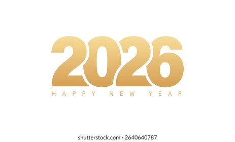 Happy new Year 2026 gold Text number isolated Background