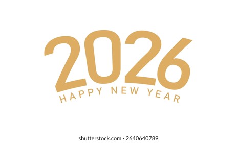 Happy new Year 2026 gold Text number isolated Background