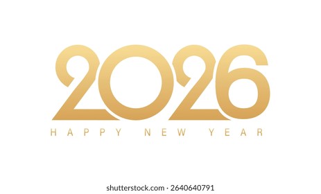 Happy new Year 2026 gold Text number isolated Background