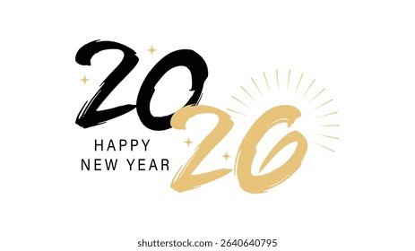 Happy new Year 2026 gold Text number isolated Background