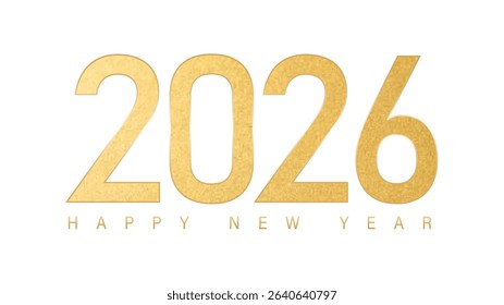 Happy new Year 2026 gold Text number isolated Background