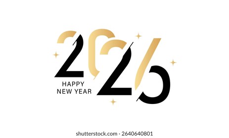 Happy new Year 2026 gold Text number isolated Background