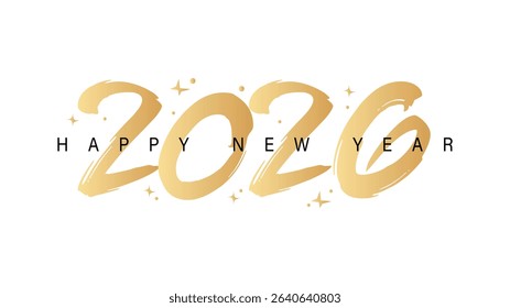 Happy new Year 2026 gold Text number isolated Background