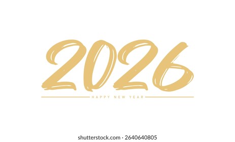Happy new Year 2026 gold Text number isolated Background