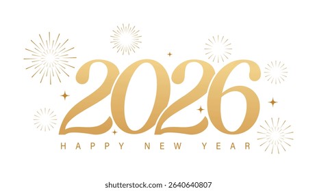 Happy new Year 2026 gold Text number isolated Background