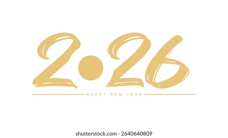 Happy new Year 2026 gold Text number isolated Background