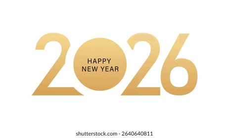 Happy new Year 2026 gold Text number isolated Background