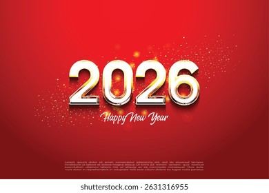 Happy New Year 2026 golden gold sprinkles. with bright and shiny numbers. Premium vector design for Posters, Banners and Greetings.