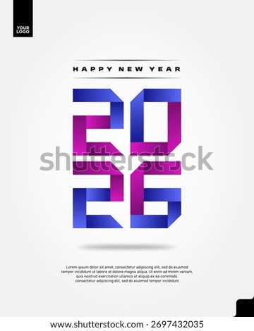 Happy New Year 2026 Gradient Colorful Poster with Vibrant Purple and Orange Typography Design Vector