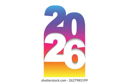 Happy New Year 2026 greeting card design template.