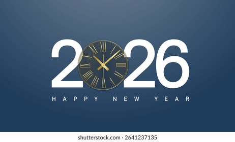 Happy New Year 2026 greeting card post Banner design golden text Background