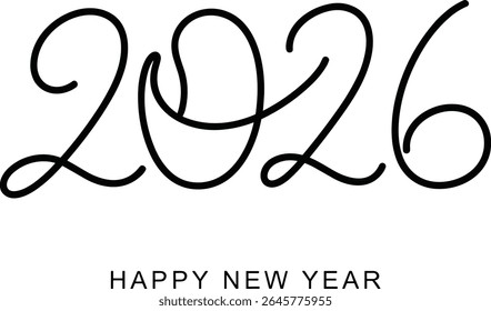 Happy New Year 2026 greeting card, blue fireworks background