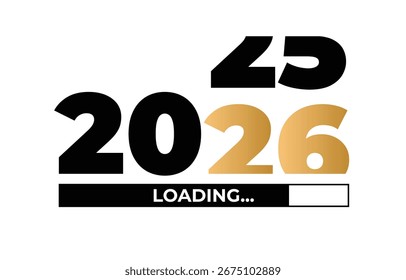 Feliz año Nuevo 2026 se está cargando o viene año nuevo 2026 se está cargando Cargando concepto de barra de carga gráfico o ilustración Vector Diseño gráfico de barra de carga Año Nuevo 2026 feliz año nuevo cuenta regresiva ilustración