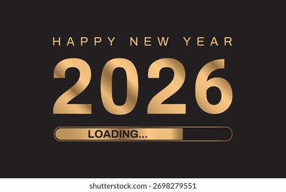 Frohes neues Jahr. 2026 Belastung. Goldnummer 2026 auf schwarzem Hintergrund. Luxuriöser Stil. Vektorgrafik.