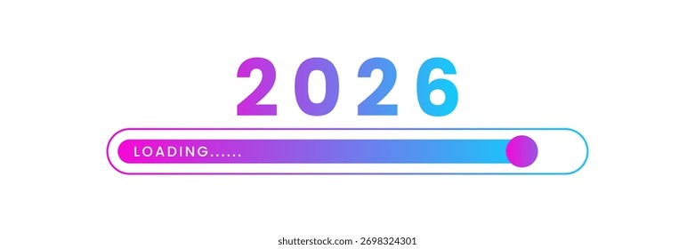Frohes neues Jahr 2026 Ladebalken Fortschritt digitale Technologie. 2025 bis 2026 Laden von Business-Web-Banner.