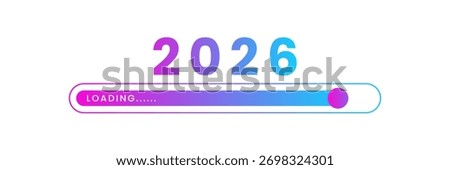 Happy new year 2026 loading bar progress digital technology. 2025 to 2026 loading business web banner.