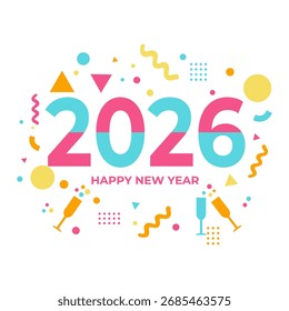 Happy New Year 2026 Logo Vector Design With Creative Concept