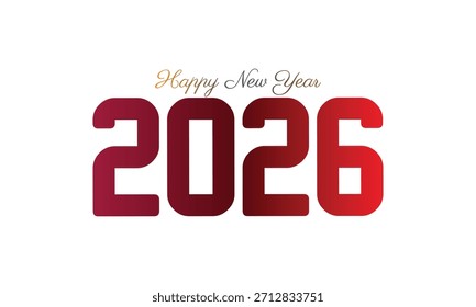 Feliz Ano Novo 2026 Logotipo Número Estilo Vetor arte Fundo, Cor de gradiente com isolado em um fundo branco, 
