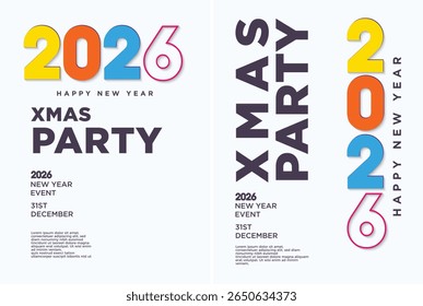 Happy New Year 2026 and Merry Christmas celebrations. Simple design with a lively and beautiful color concept. Premium design for poster, banner and calendar designs.