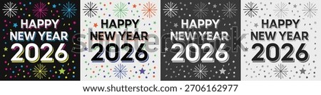 Happy New Year 2026 with minimal layout and clean font. Multiple style for modern seasonal branding
