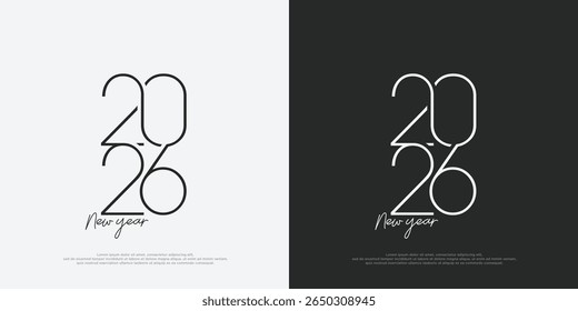 Happy New Year 2026 with modern number design. Minimalist style design for signs and symbols, also for web and print.