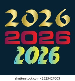 Happy New Year 2026 Number Typography