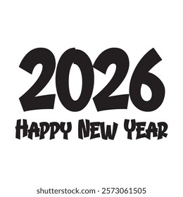 Happy New Year 2026 on a white background 