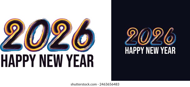 happy new year 2026, year 2026 with Realistic 3d sign, gradient  background, festive illustration, White number 2026